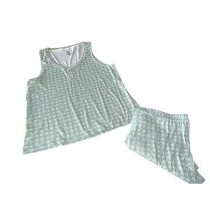 Live 2 Lounge Women’s Pajama Set XX-Large Green Sleeveless Top Shorts 2XL PJs